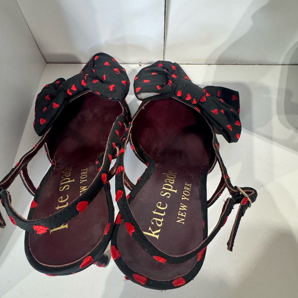 Kate Spade Black Heels with Red Bow Accents - Picture 3 of 5